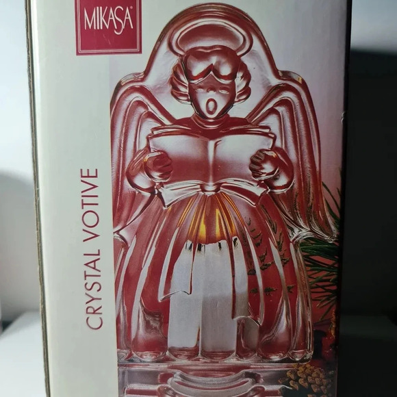 Christmas Angel Clear Candleholder Mikasha Holiday Guardian Votive 6.5 In - Picture 2 of 5